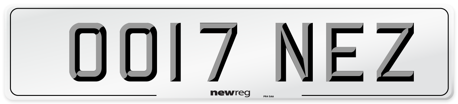 OO17 NEZ Number Plate from New Reg